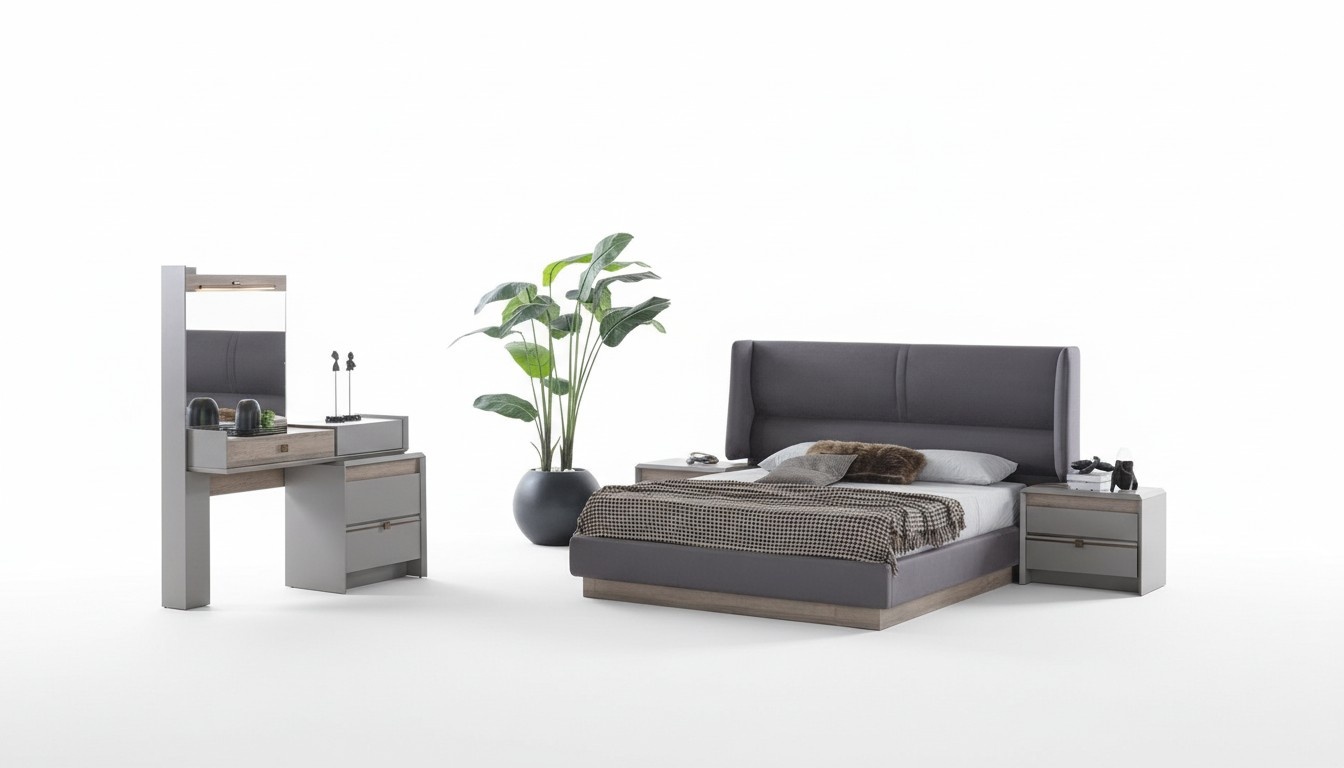 Exklusive Schlafzimmer Set Stil Bett + Schminktisch und 2x Nachttische 4tlg.