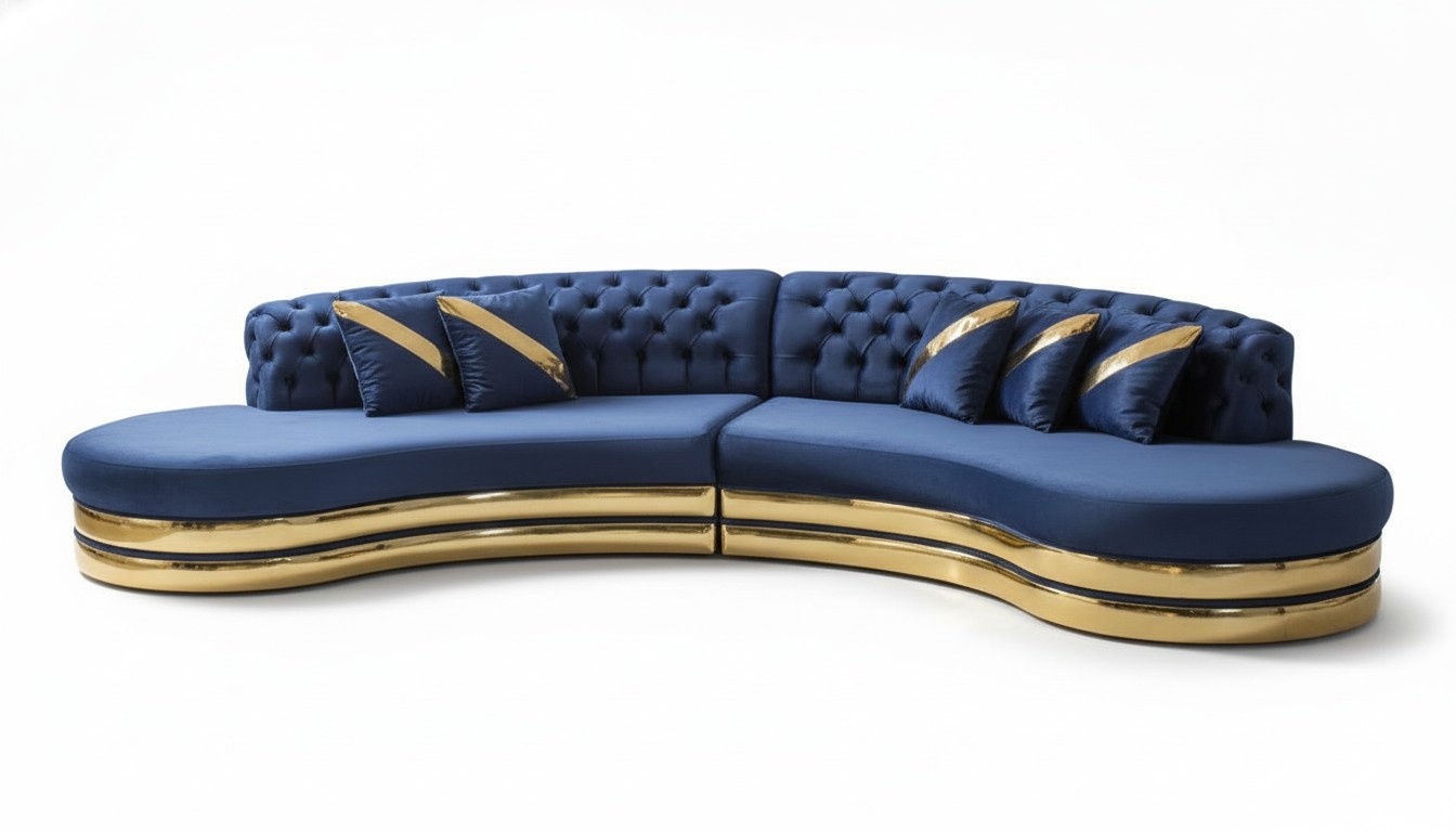 Chesterfield 4-Sitzer Halbrundes Sofa Designer Polster Couch