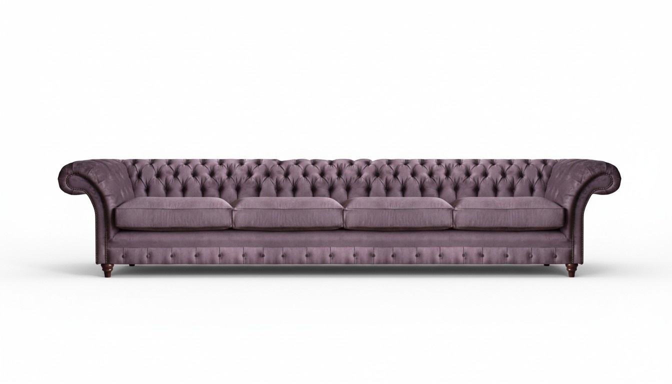 Exklusiver Chesterfield Lila Viersitzer Polstercouchen Edle Sitzmöbel