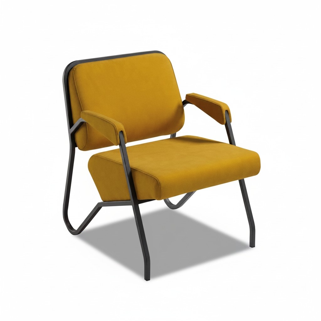Exklusiver Gelber Einsitzer Wohnzimmer Polstersessel Designer Stoffmöbel