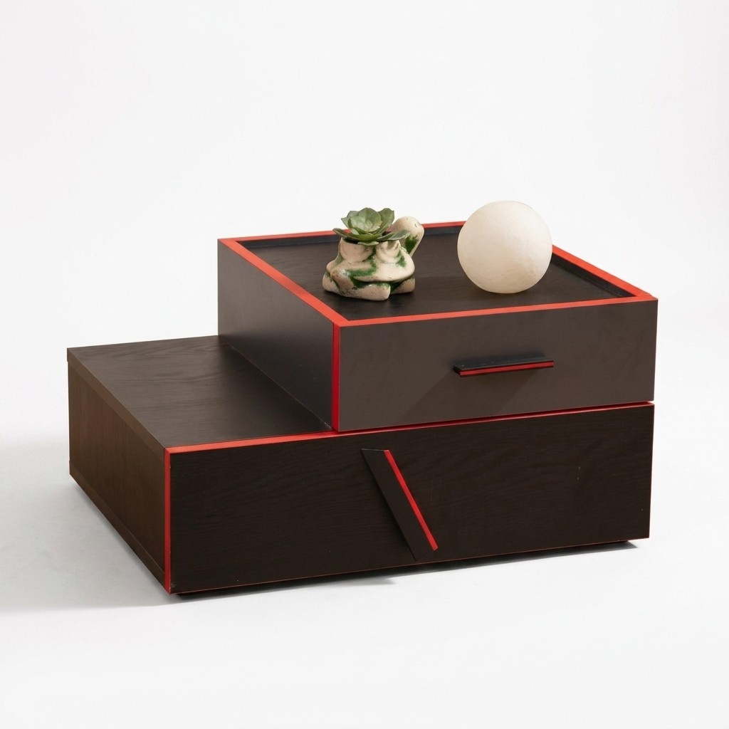 Exklusiver Schwarz-roter Designer Nachttisch Kinderzimmer Holz Möbel