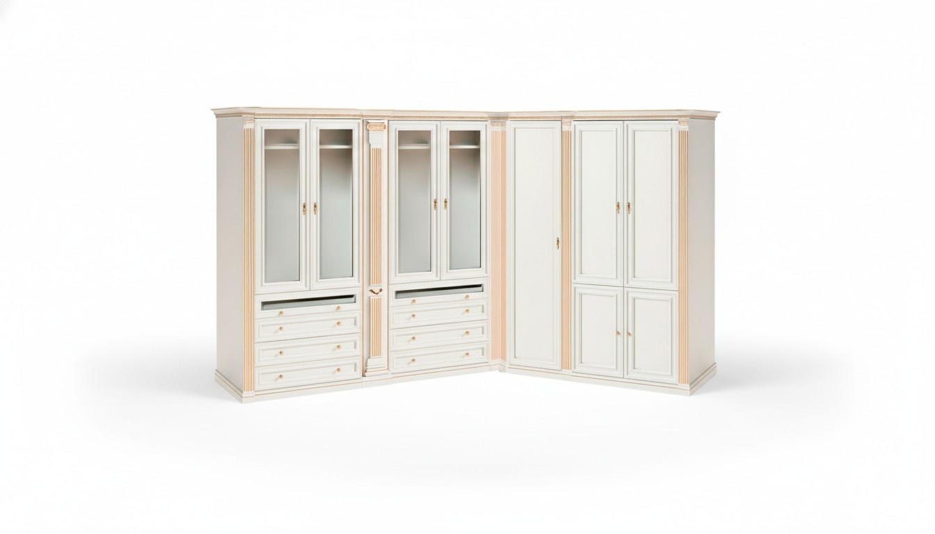 Exklusiver Weißer Kleiderschrank Massivholz Schränke Robuste Verstaumöbel