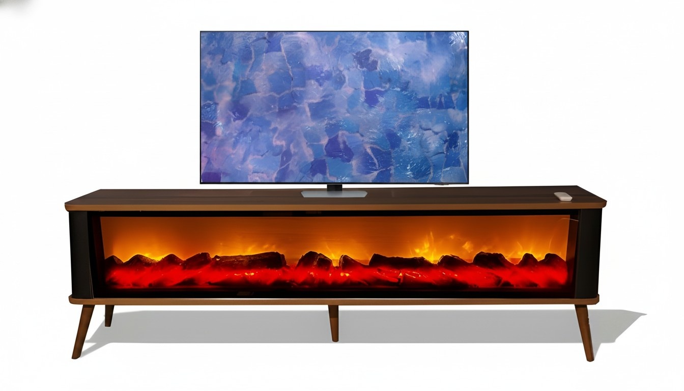 Fernbedienung, LED-Kaminfarbe, Musiksteuerung – alles in einem TV-Schrank