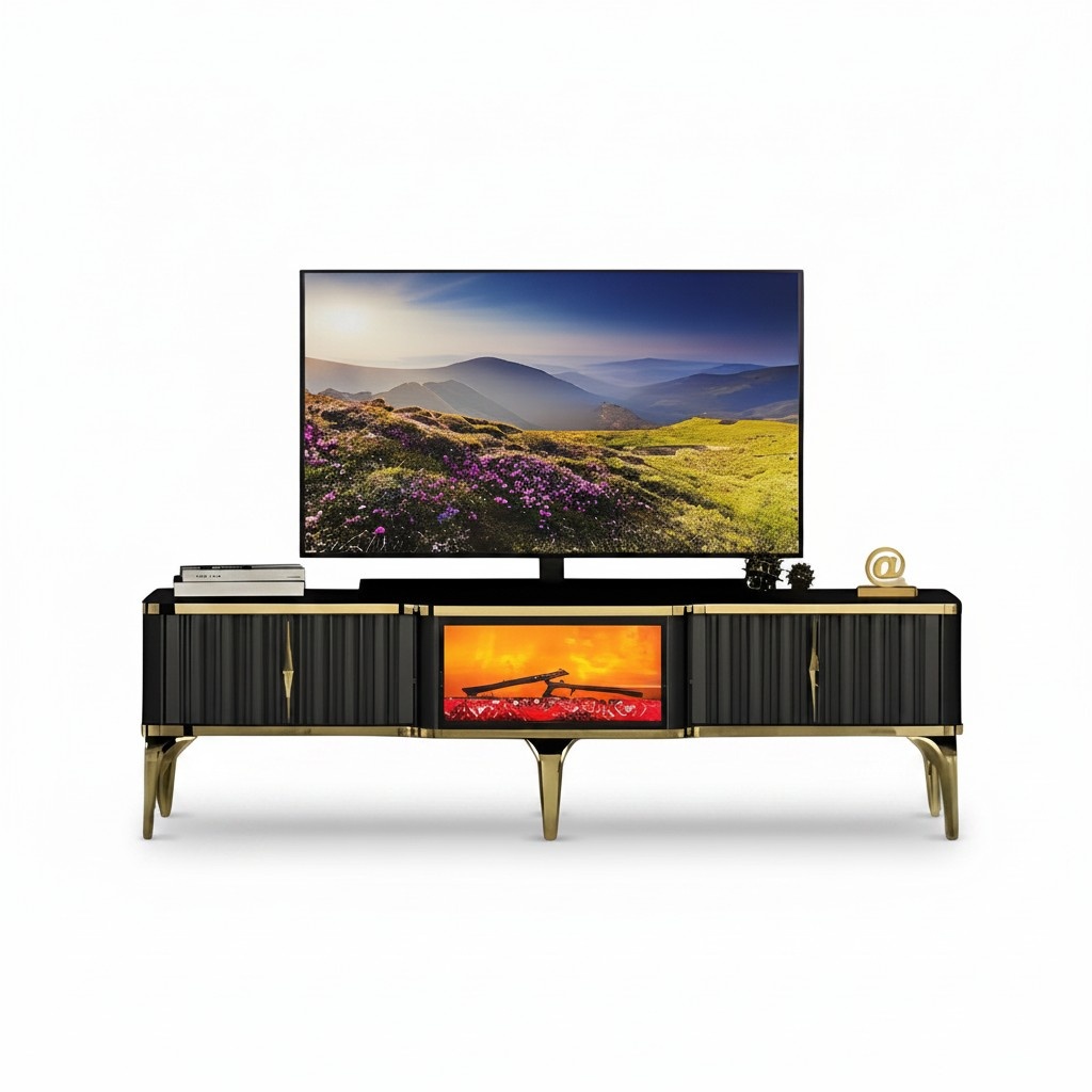 Fernsehtisch TV Lowboard Sideboard Dekokamin Wohnzimmerschrank Stilvoll
