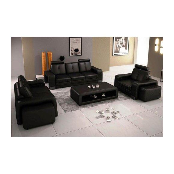 3+2+1 Designer Set Couch Sofa Leder Polster Wohnlanschaft Sitz Garnitur