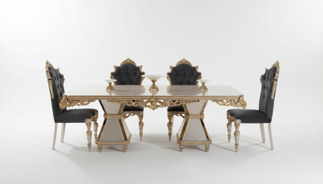 Französische Essgarnitur Sofa 4x Stühle Esszimmer Garnitur Möbel 5tlg. Set