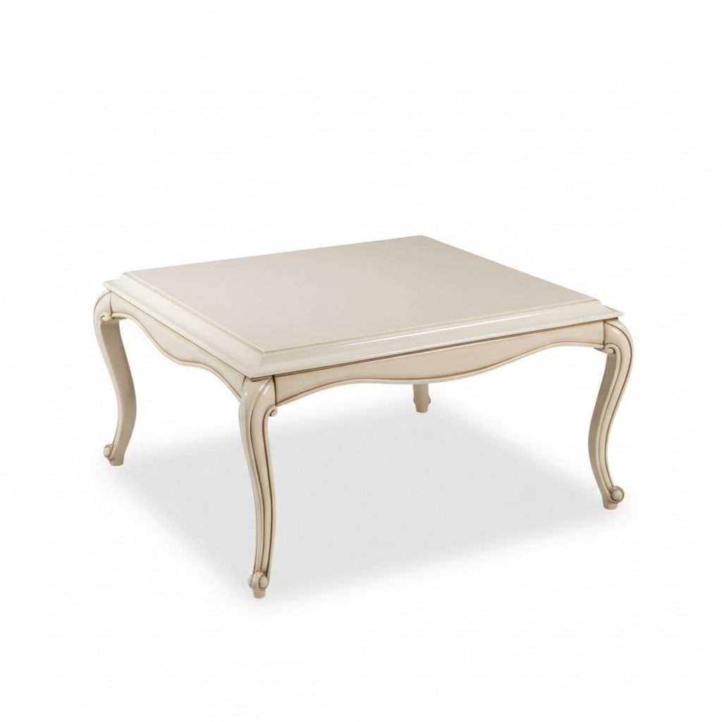 Französischer Couchtisch Barock Rokoko Möbel Weiß Silber Einrichtung Holz