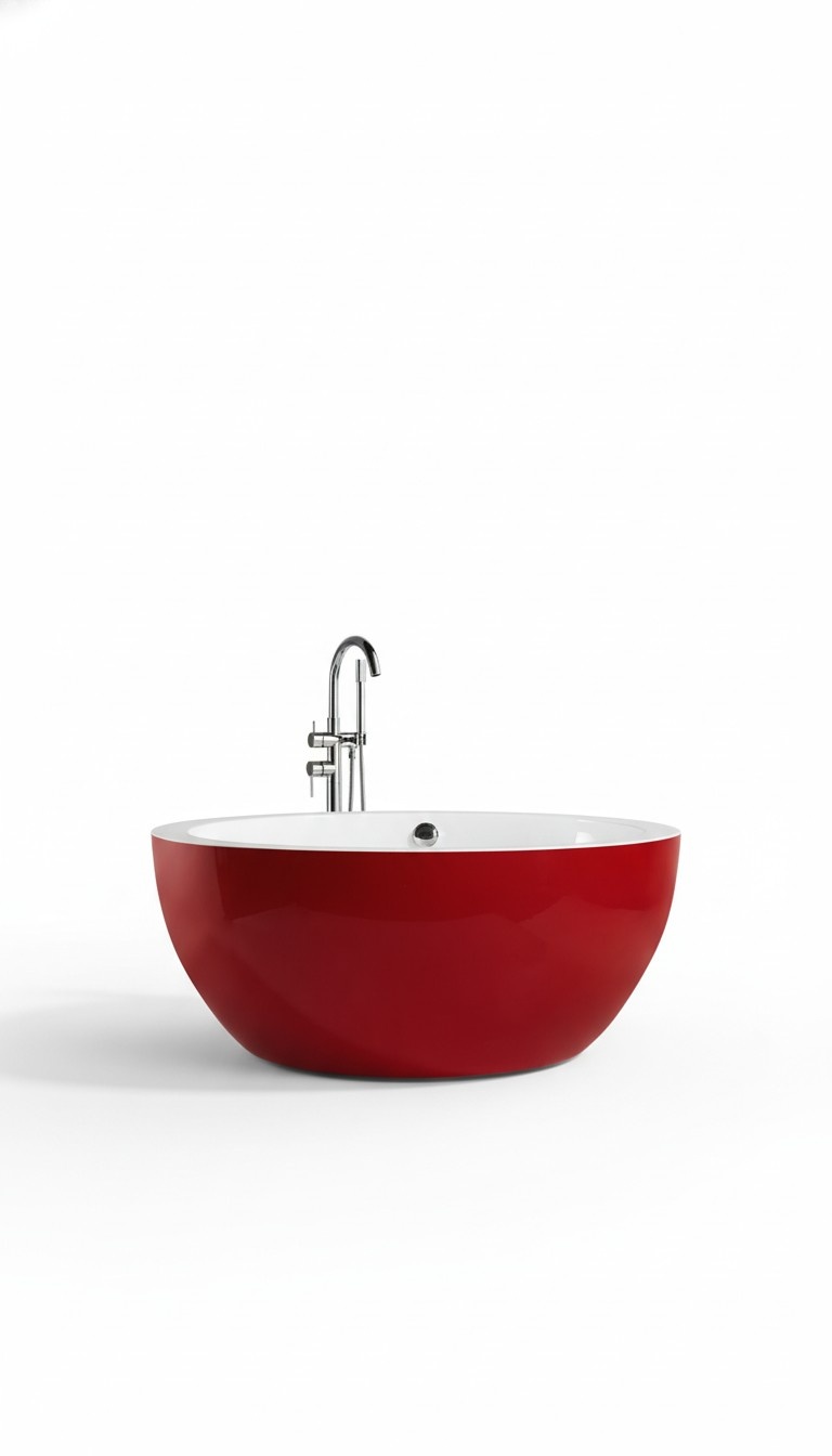 Freistehende Badewanne Wanne Standbadewanne Runder Rot Modern Bad
