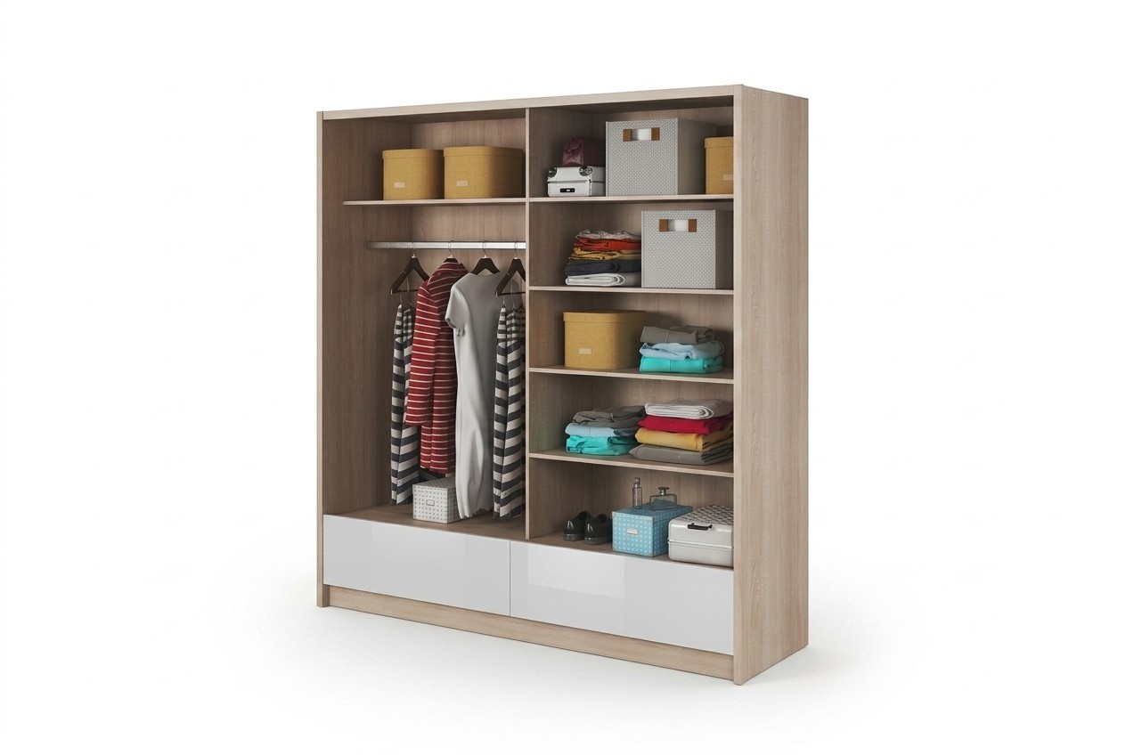 Garderobe Aufbewahrung 200cm Regal Schrank Archiv Schiebetüren