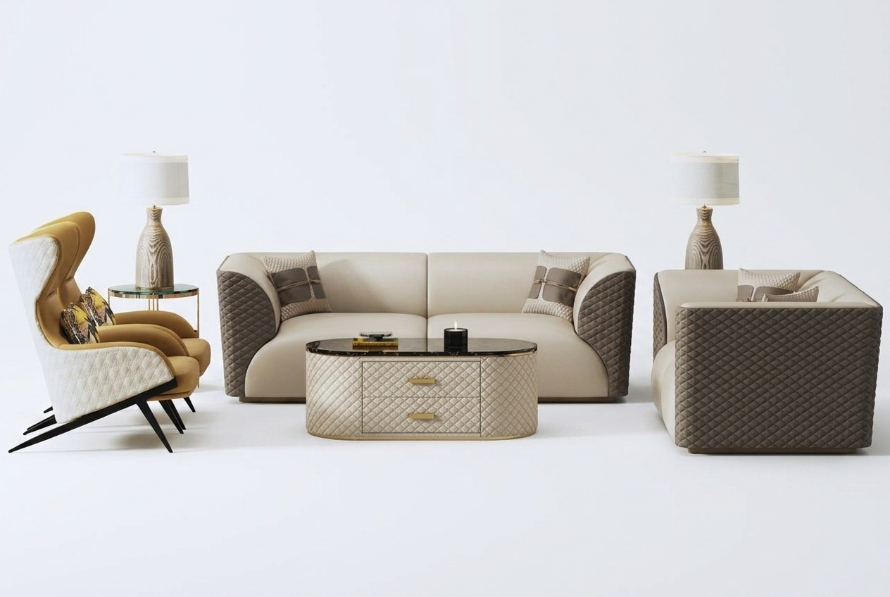 Garnitur 3+2 Sitzer Couchtisch Beistelltisch Wohnlandschaft Sofa Couch 3tlg