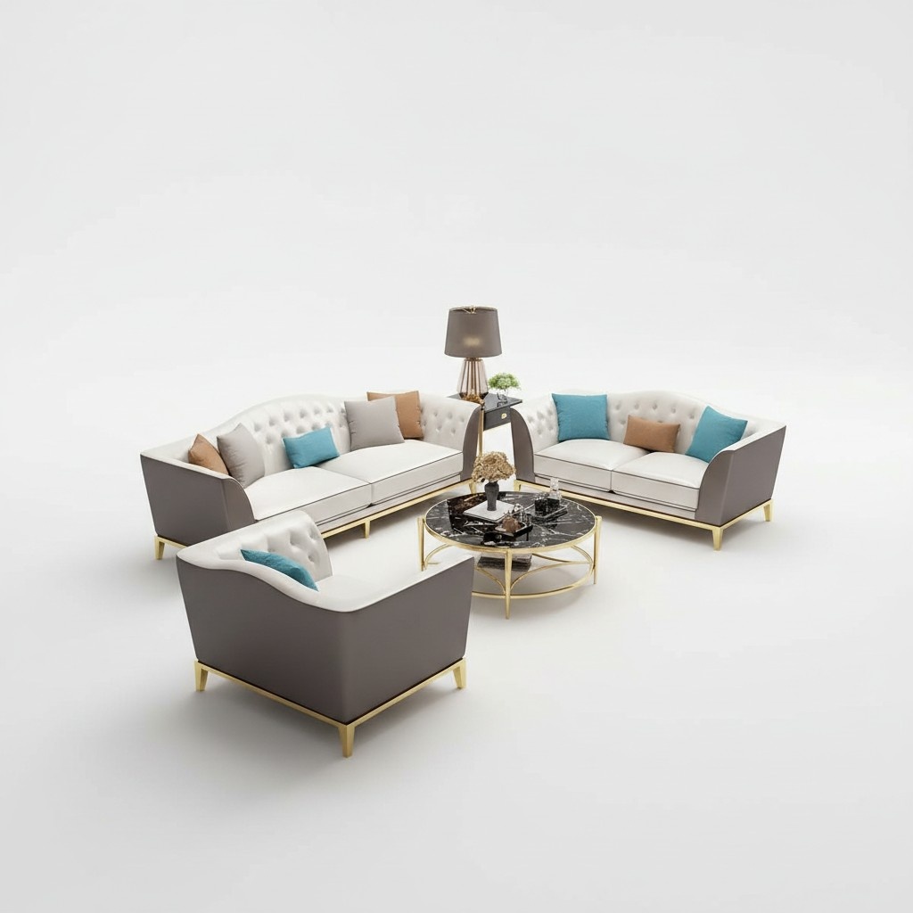 Garnitur Couch Polster Leder Sofa Couchen Polster Sitz Garnituren 3+2+1