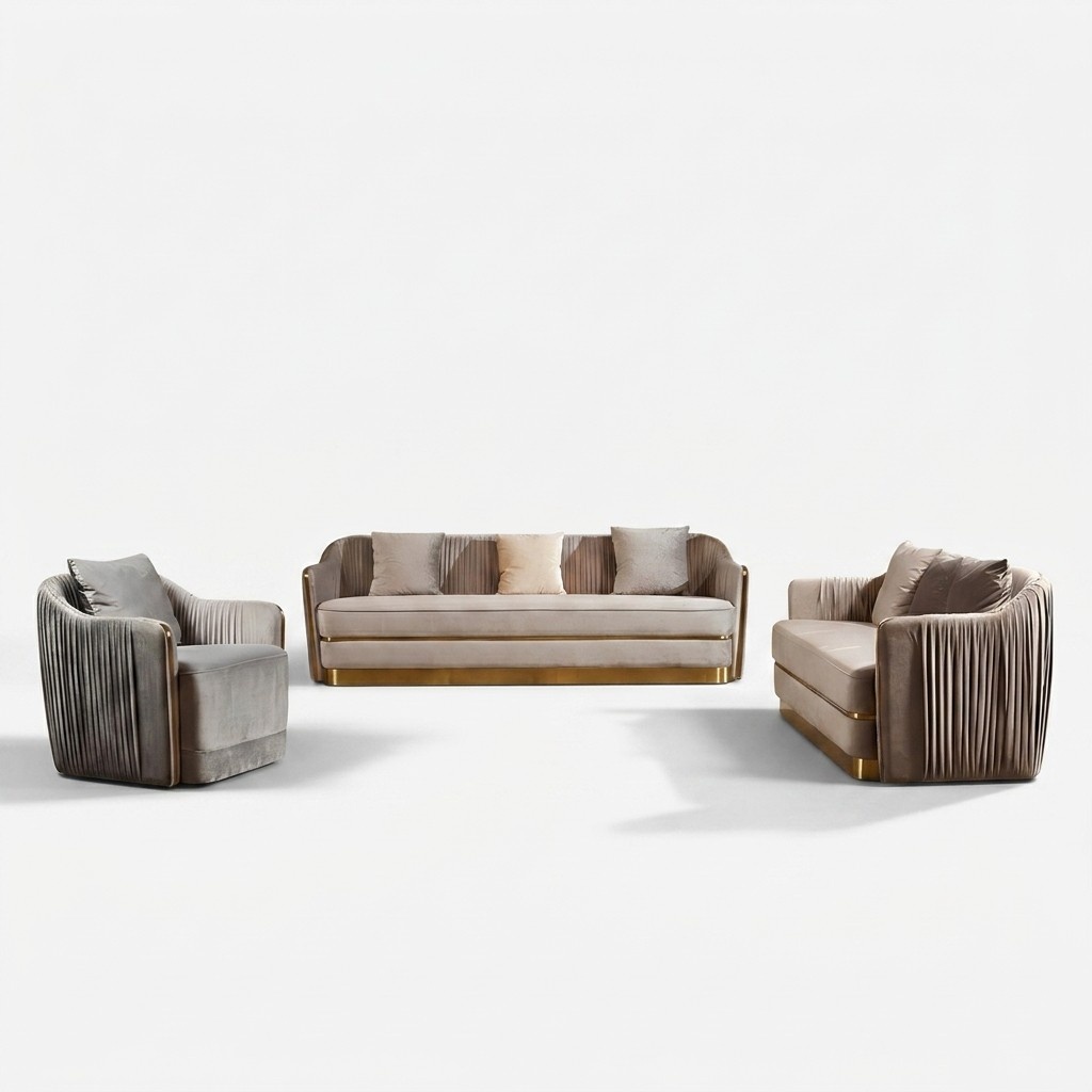 Garnitur Couch Polster Leder Sofa Couchen Polster Sitz 3+2 Designer