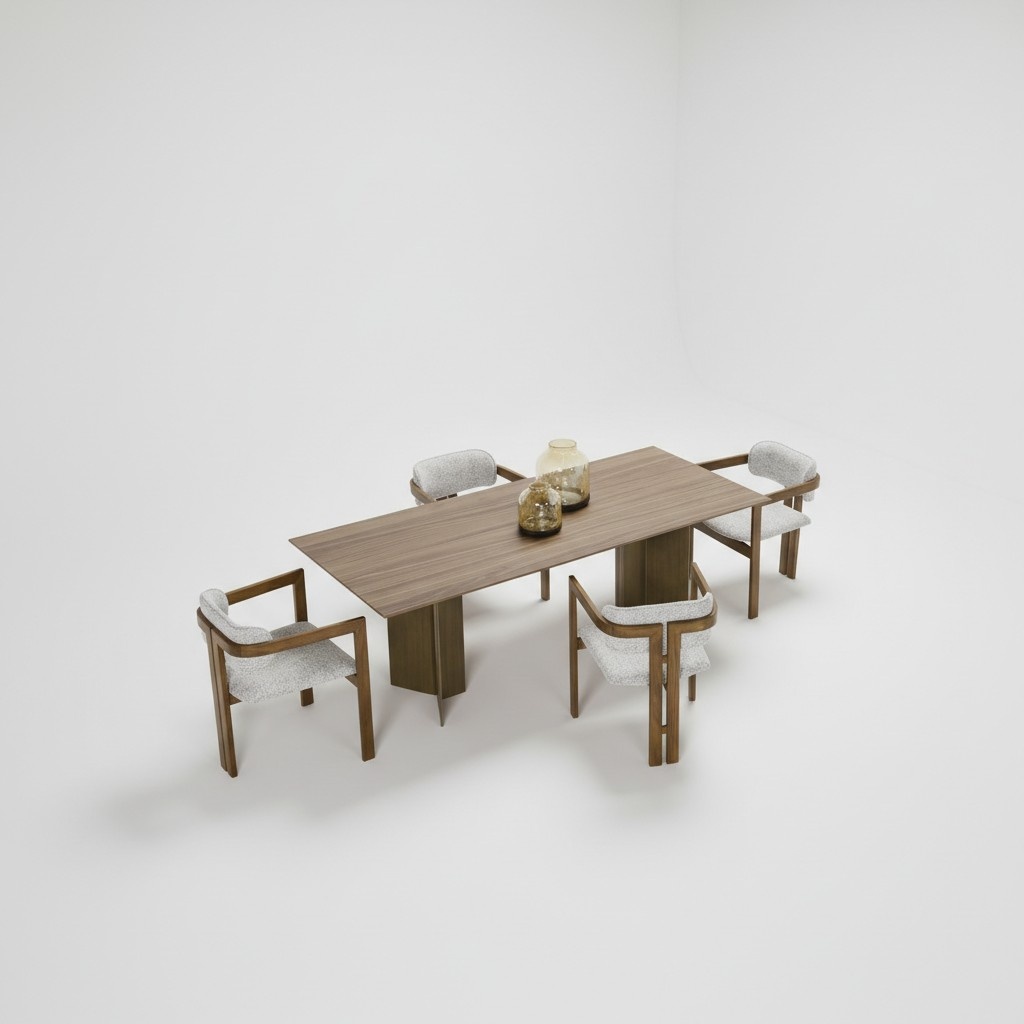 Garnitur Esstisch Essecke Essgruppe Set 7tlg Esszimmer Braun Holz