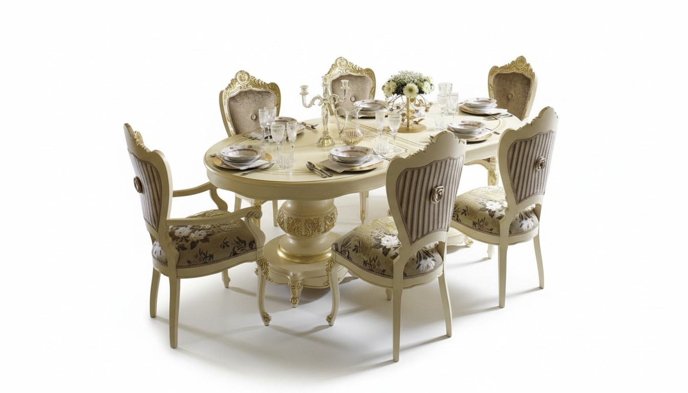 Garnitur Holz Möbel 2x Stühle mit Armlehnen 4xStuhl Tisch Neu Esszimmer Set 7tlg