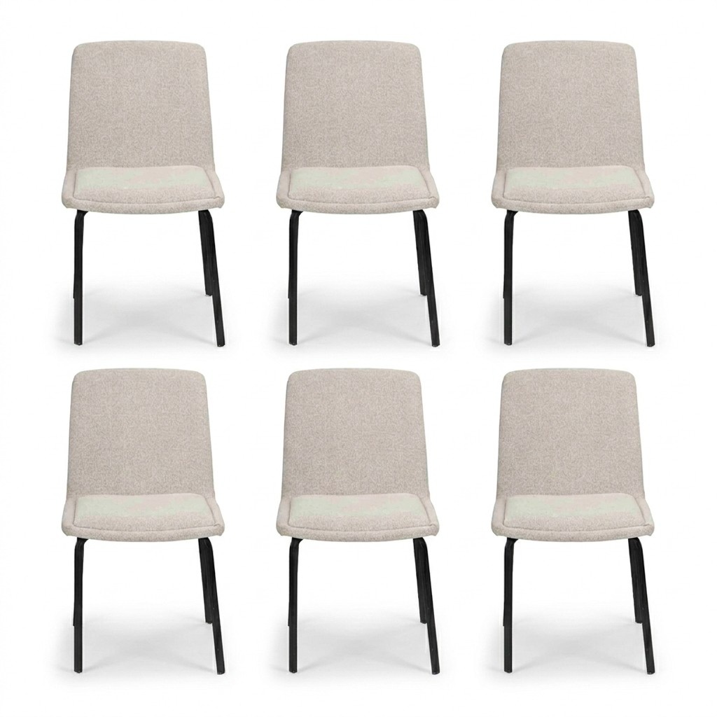 Garnitur Metall Lehn Polster Weiß Stühle Esszimmer Textil Set 6x Sessel Stuhl