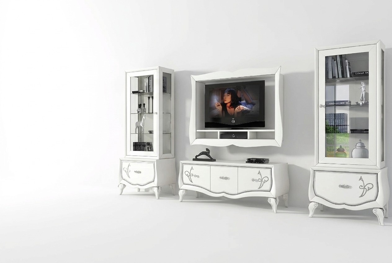 Garnitur rtv Set 4tlg. Wohnwand TV Lowboard Vitrine Sideboard Schrank Design Neu