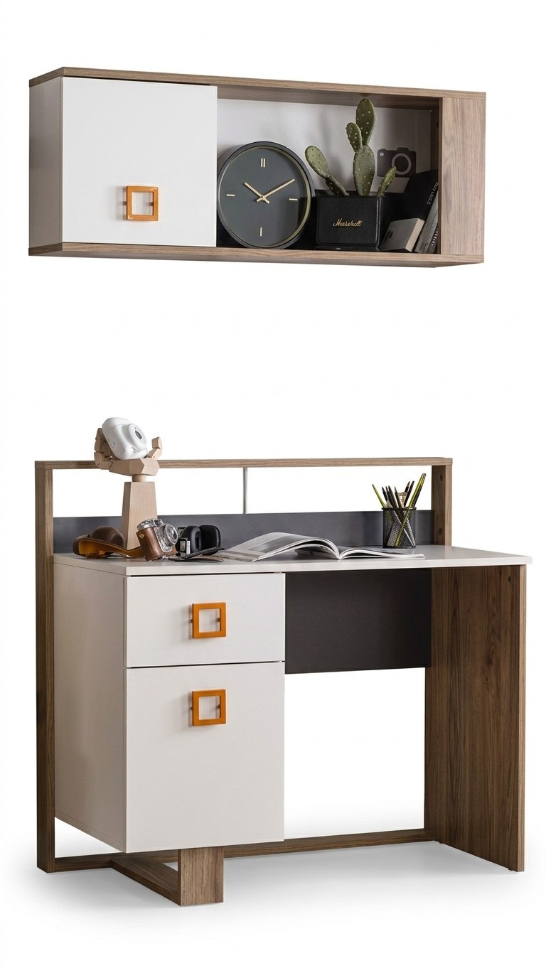 Garnitur Schreibtisch Kinderzimmer Set 2tlg Regal Computer Holz Weiß1