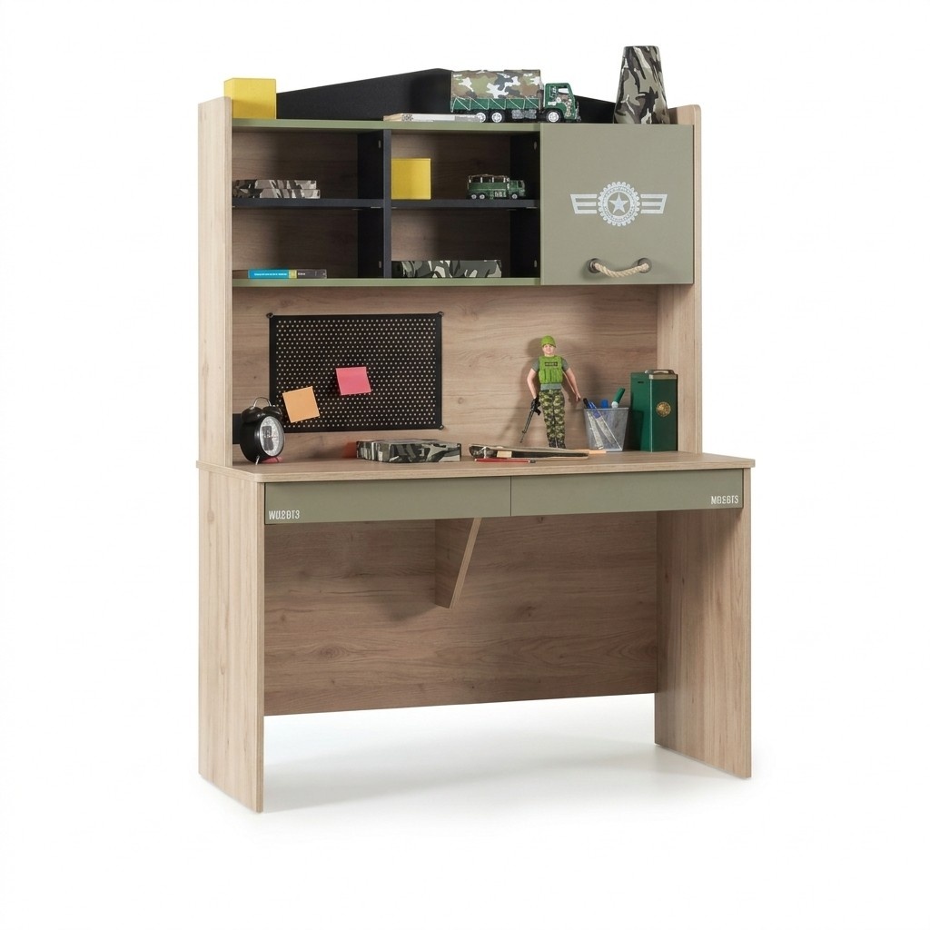 Garnitur Schreibtisch Set Holz Tisch Bücherregal Grün Kinderzimmer