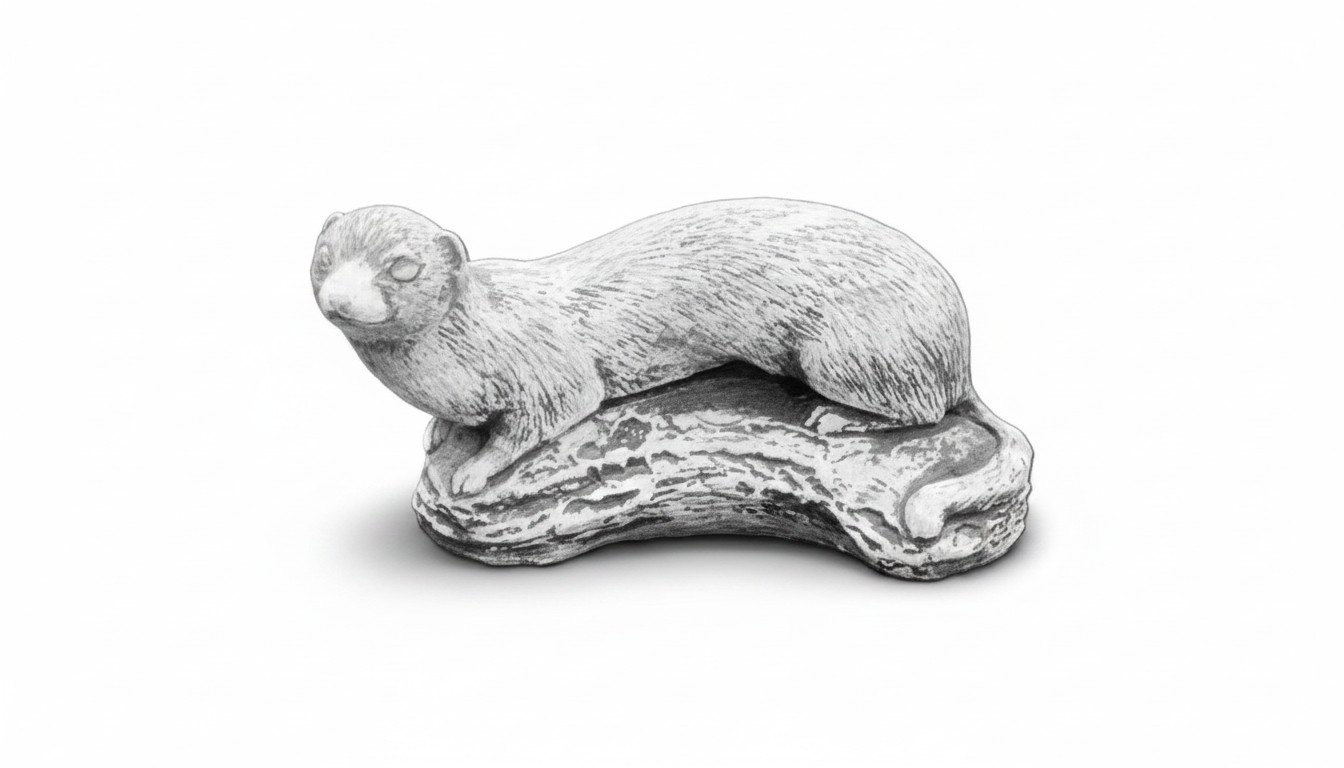 Garten Dekoration Frettchen Terrasse Stein Figuren Figur Statue Skulptur