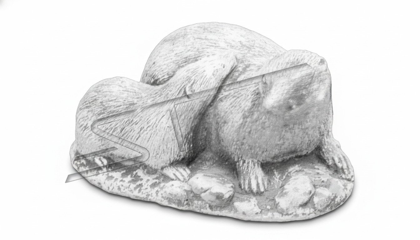 Garten Dekoration Frettchen Terrasse Stein Figuren Figur Statue Skulptur