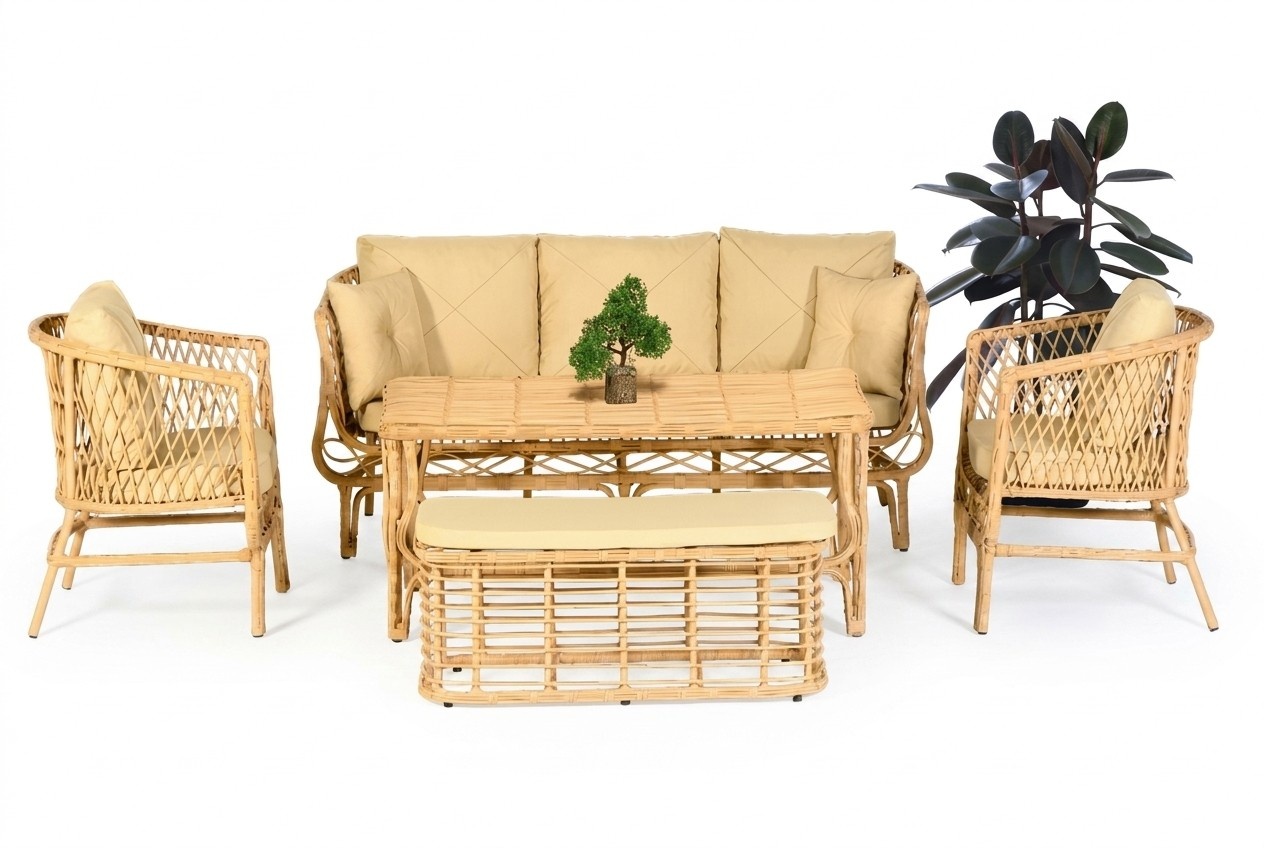 Garten Möbel Sitzmöbel Sofagarnitur Terrasse Tisch Sofa Couch Set 5tlg. Moderne