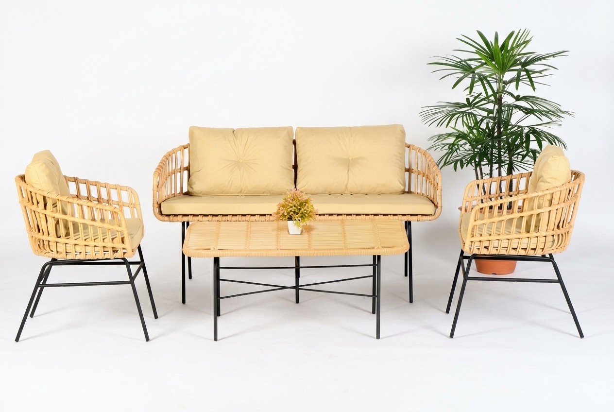 Garten Möbel Sitzmöbel Sofagarnitur Terrasse Tisch Sofa Couch 4tlg. Set Modern