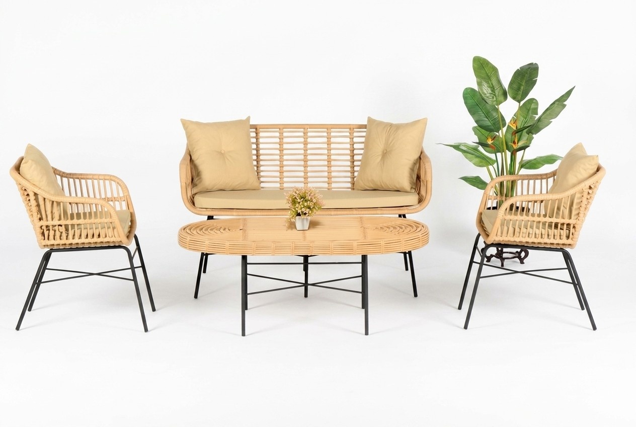 Garten Möbel Sitzmöbel Sofagarnitur Terrasse Tisch Sofa Couchtisch Modern 4tlg.