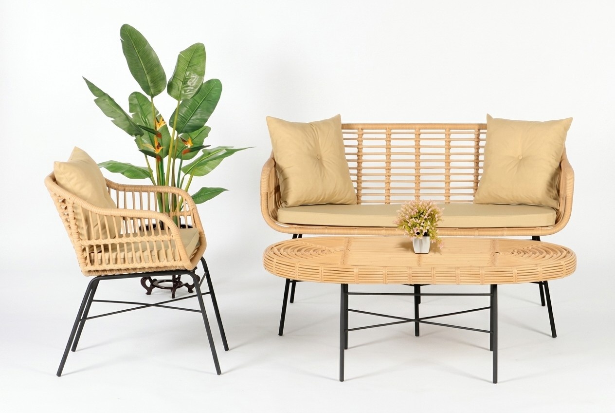 GartenMöbel Set 3tlg Möbel Sitzmöbel Sofagarnitur Terrasse Tisch Sofa Couchtisch