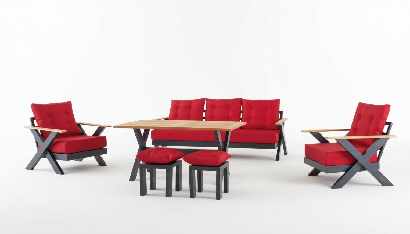 Gartenmöbel Sofagarnitur Tisch Hocker Sessel Veranda Sitzgruppen 6tlg.