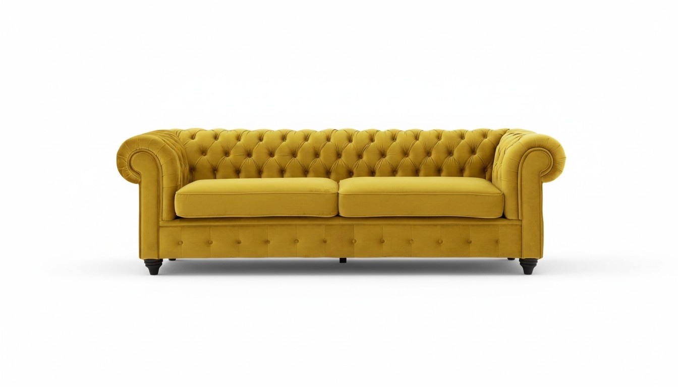 Gelbe Couch mit knöpfen Chesterfield Sofa Polster Sitz Couchen Sofas Luxus Neu