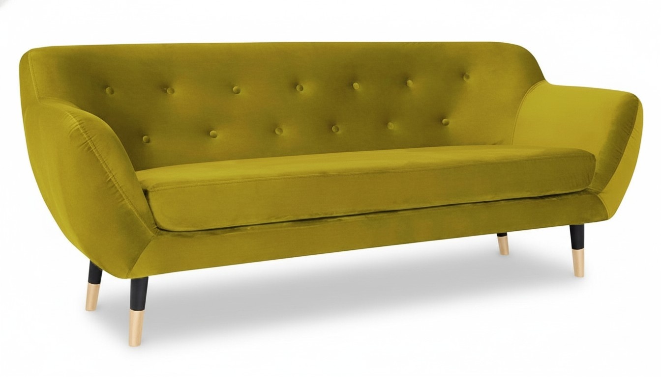 Gelbe Dreisitzer Sofa Stoff Wohnzimmer Design Couchen Polster Sofas Chesterfield
