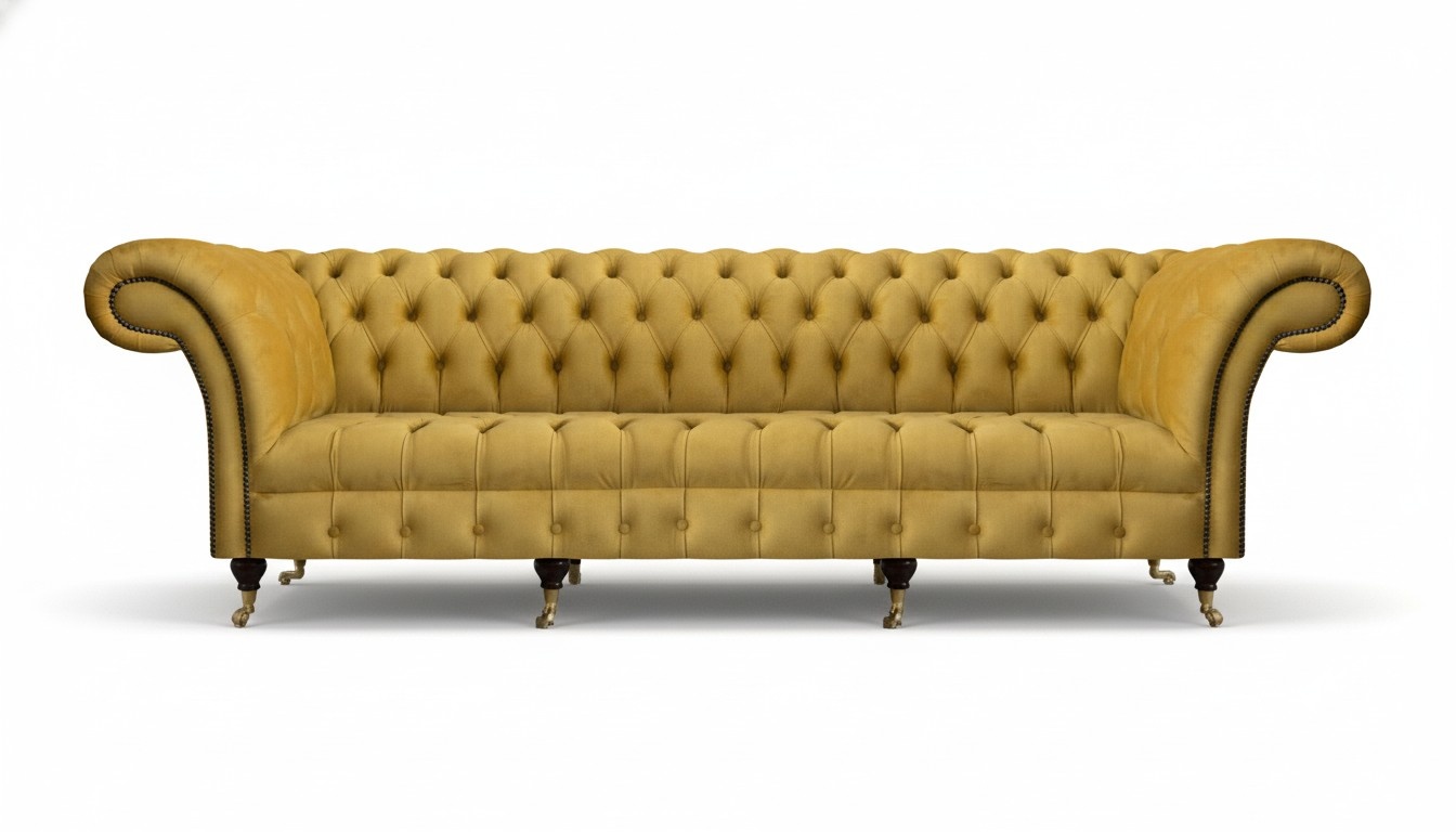 Gelbes Chesterfield Wohnzimmer Sofa Luxuriöser 4-Sitzer Polster Couch