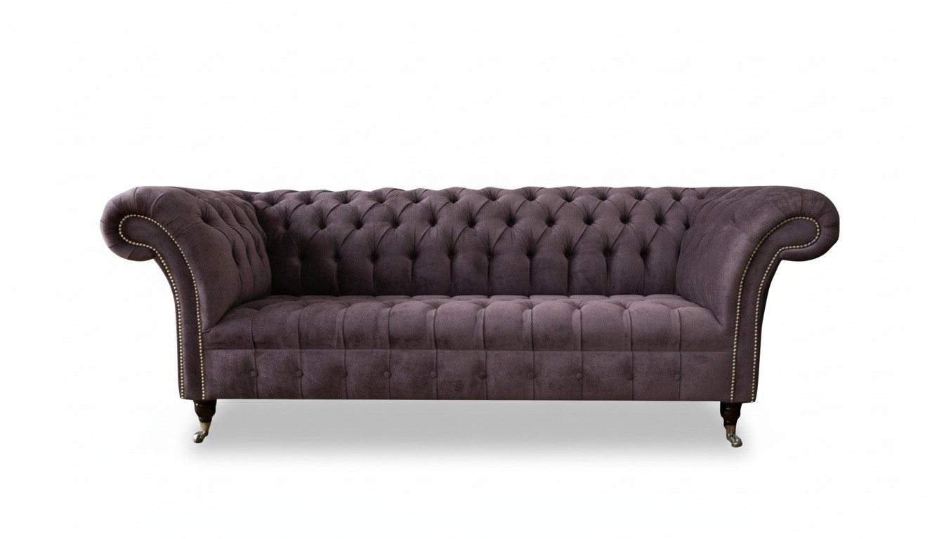 Gemütliche Sofa Couch Chesterfield Lila Textil Couchen Polster Dreisitzer Neu