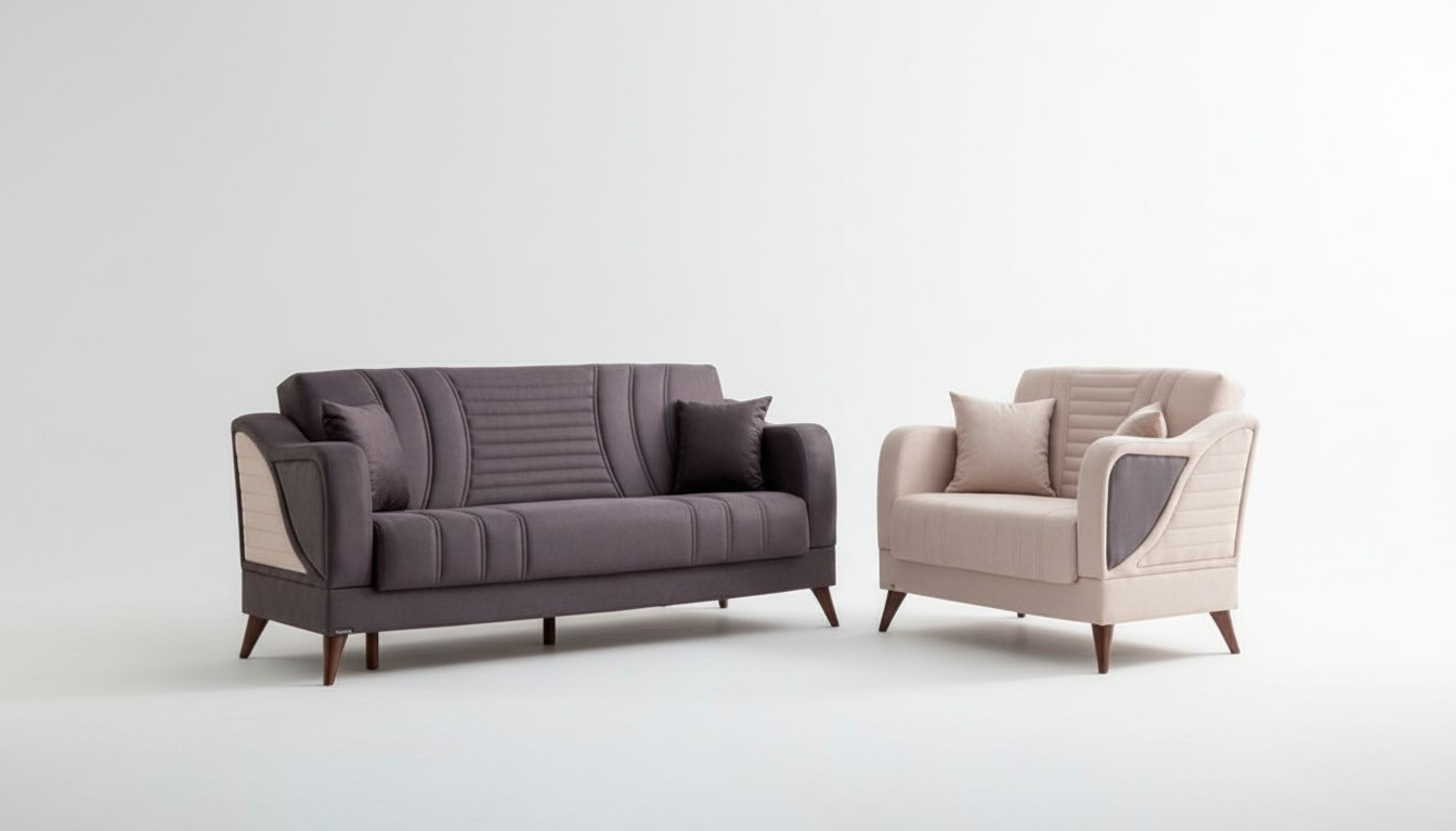 Gemütliche Sofagarnitur 3+3 Sitzer Komfortables Design für stilvolles Wohnen