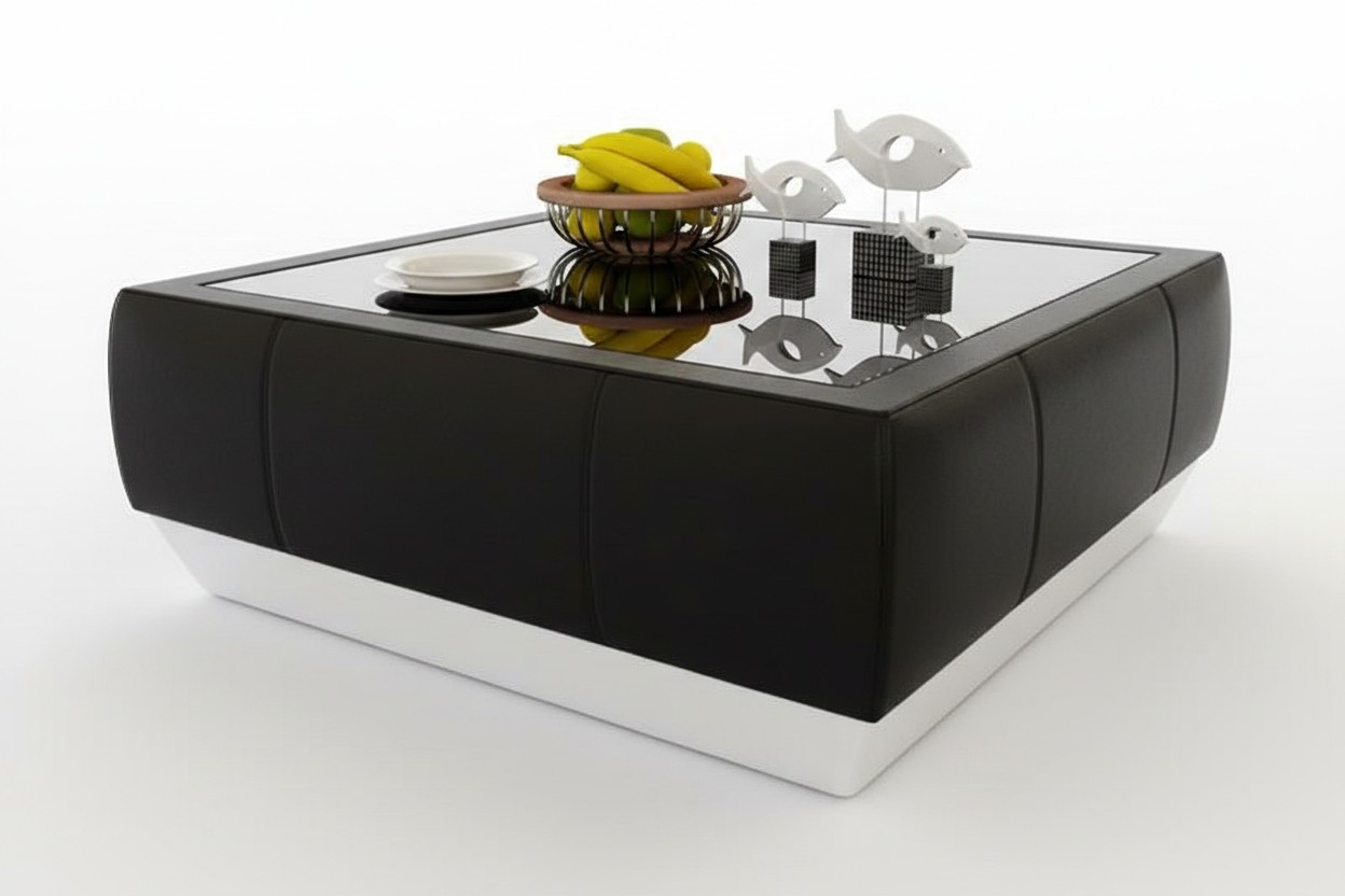 Gepolsterte Sofa Tische Schwarzer Couchtisch Glastisch Beistell Moderner Tisch