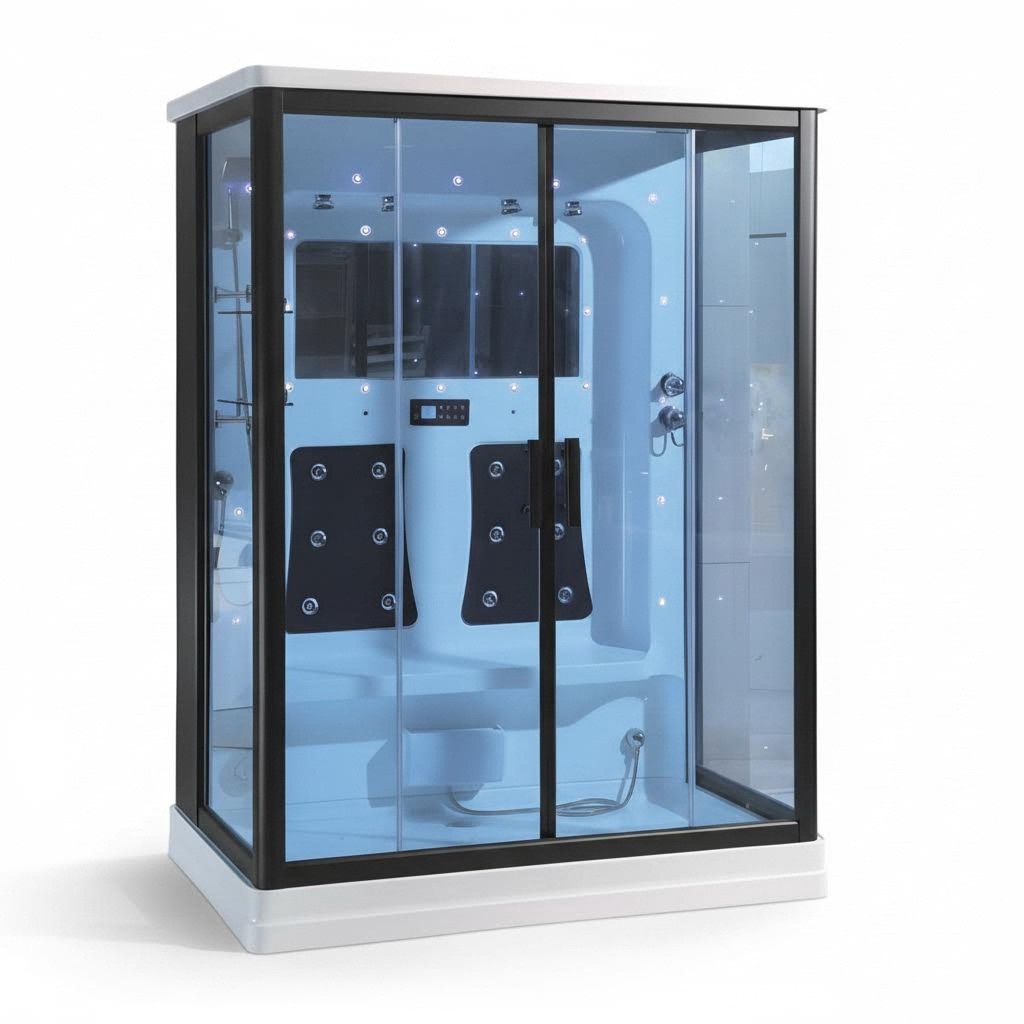 Glaskabine Komfortdusche Duschkabine Wellnesskabine Wärmekabine 160x100 cm