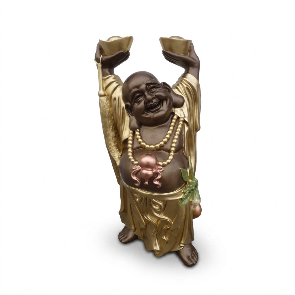 Glücks Buddha Deko Figur Statue Skulptur 88 cm Figuren Statuen Skulpturen (B74)