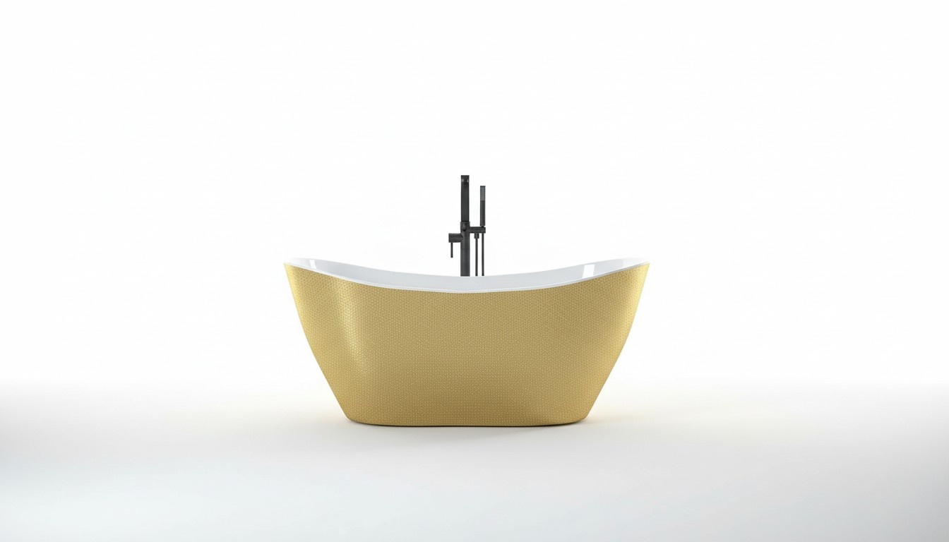 Goldene Designer Badewanne Freistehende Luxus Wanne in Gold Wannen