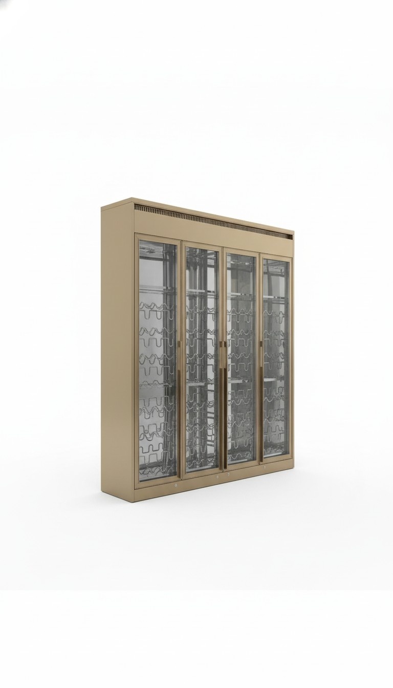 Goldener Edelstahl-Weinschrank im modernen Luxusstil