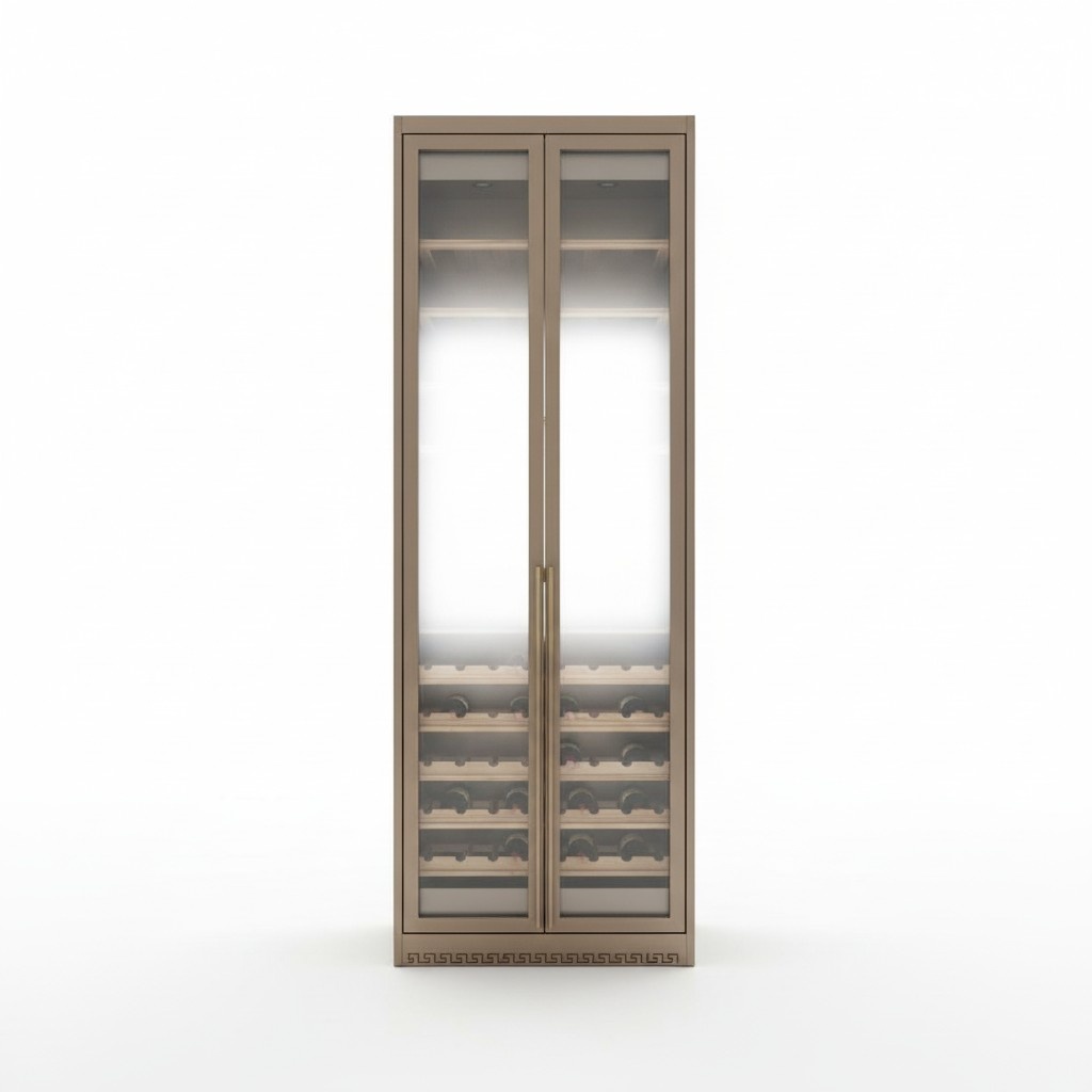 Goldener Weinschrank aus Edelstahl mit Dual-Zone Temperaturregelung
