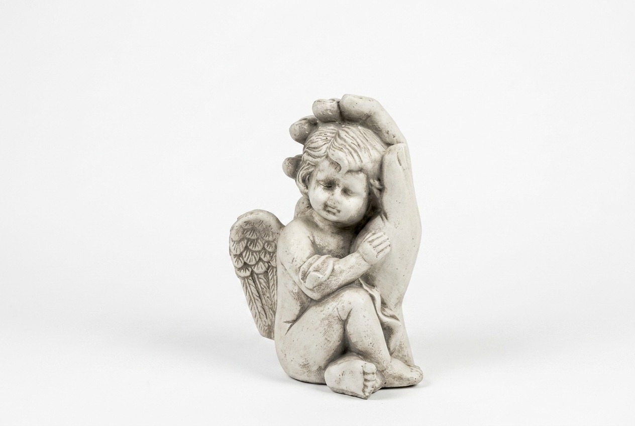 Grabengel Kreuz Grab Deko Grabschmuck Stein Dekoration Statue Skulpturen