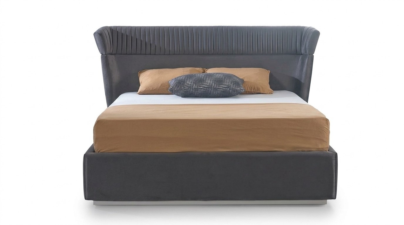 Grau Bett Holzmöbel 2x Nachttische Schlafzimmer Komplett Set 3tlg Modern