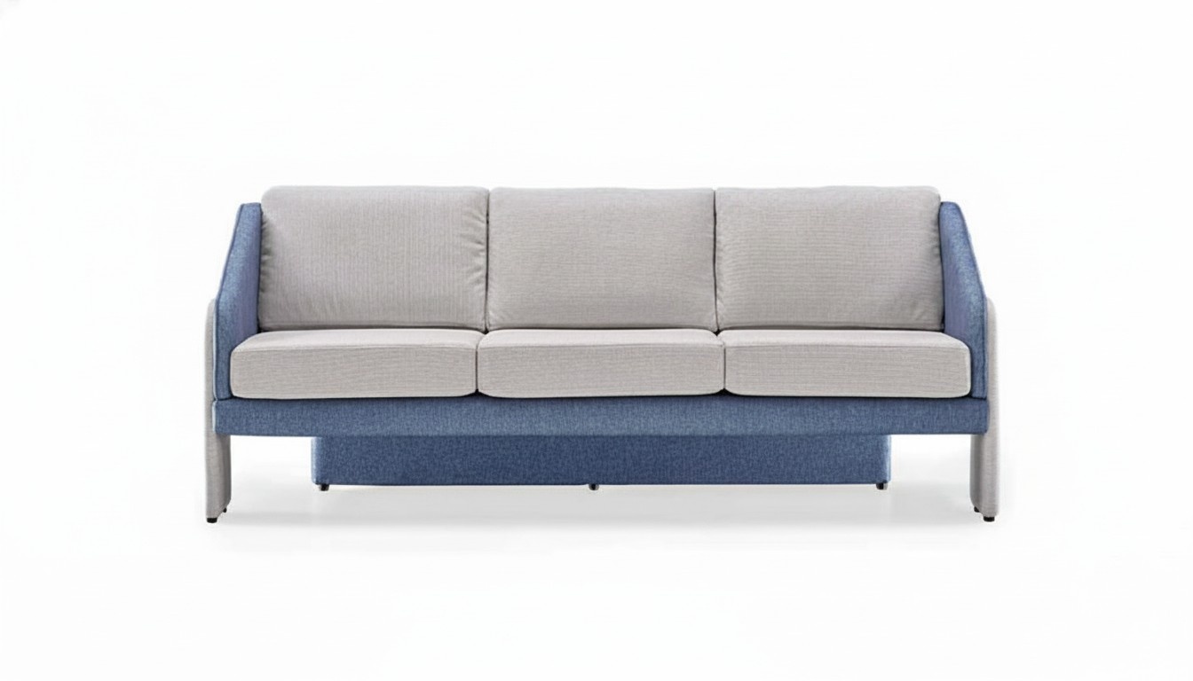 Grau-Blauer Dreisitzer Moderne Polstersofas Designer Wohnzimmer Couch