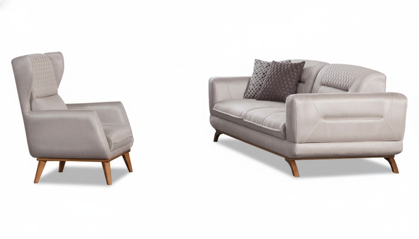 Grau gepolstertes Ecksofa Dreisitzer Luxus Sessel Grau moderne Möbel