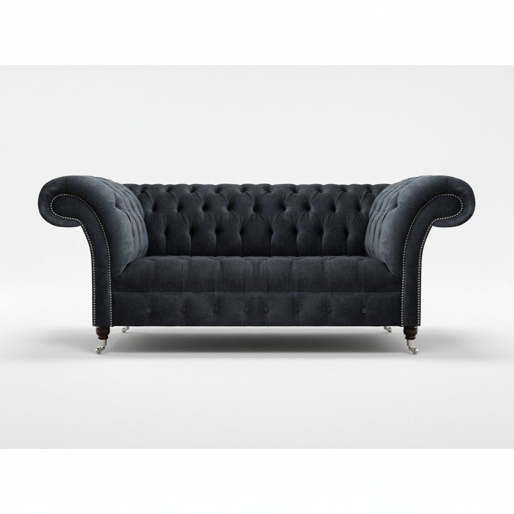 Grau Sofa Dreisitzer Couch Textil Chesterfield Wohnzimmer Luxuriöse