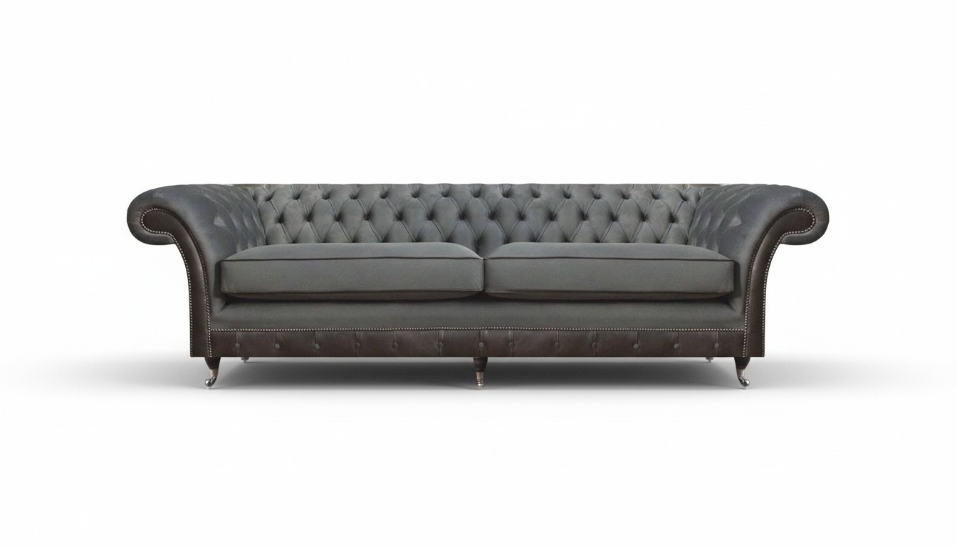 Grau Sofa Zweisitzer Couch Designer Polstermöbel Einrichtung Chesterfield