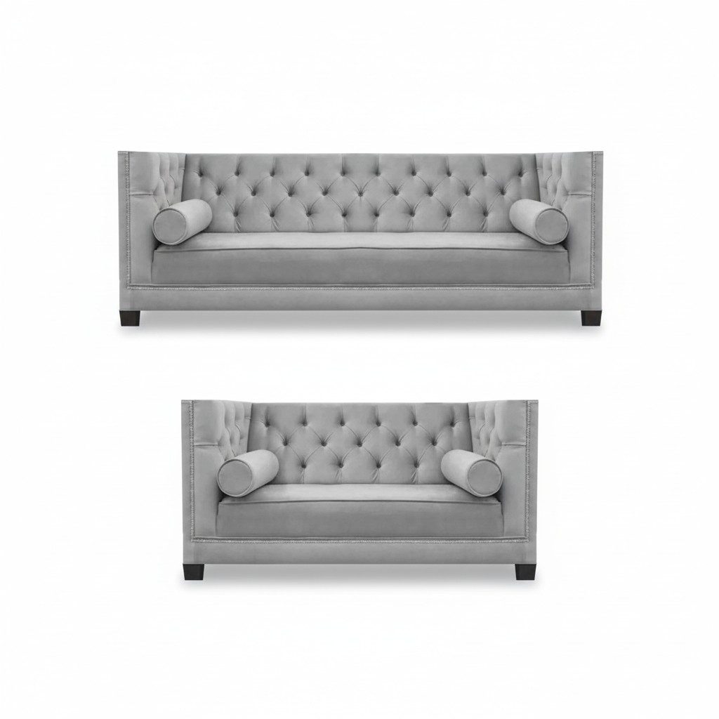 Grau Sofas Couch Wohnzimmer Garnituren Textil Sofagarnitur Einrichtung 3+2