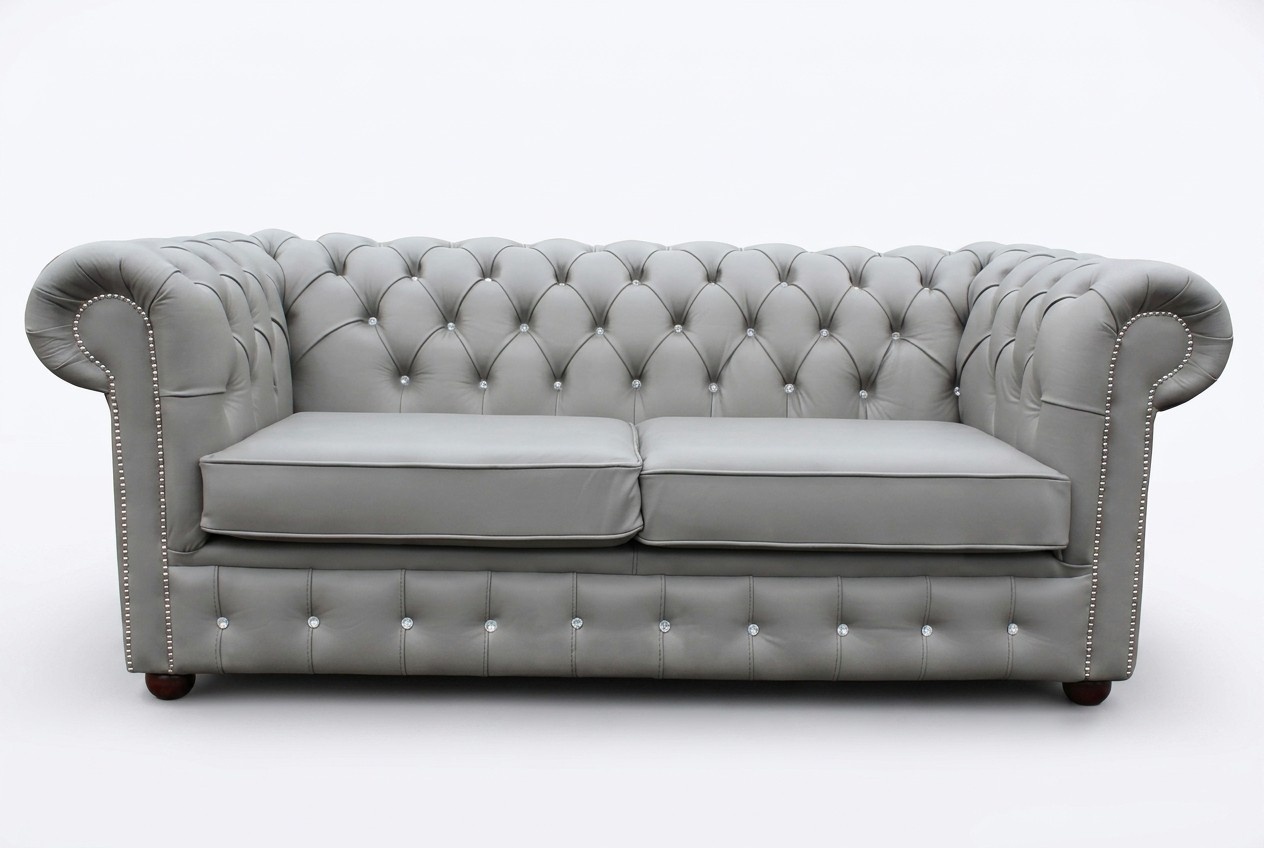 Graue Chesterfield Couch Büro Sofa Emfpangs Couchen Leder Textil Neu