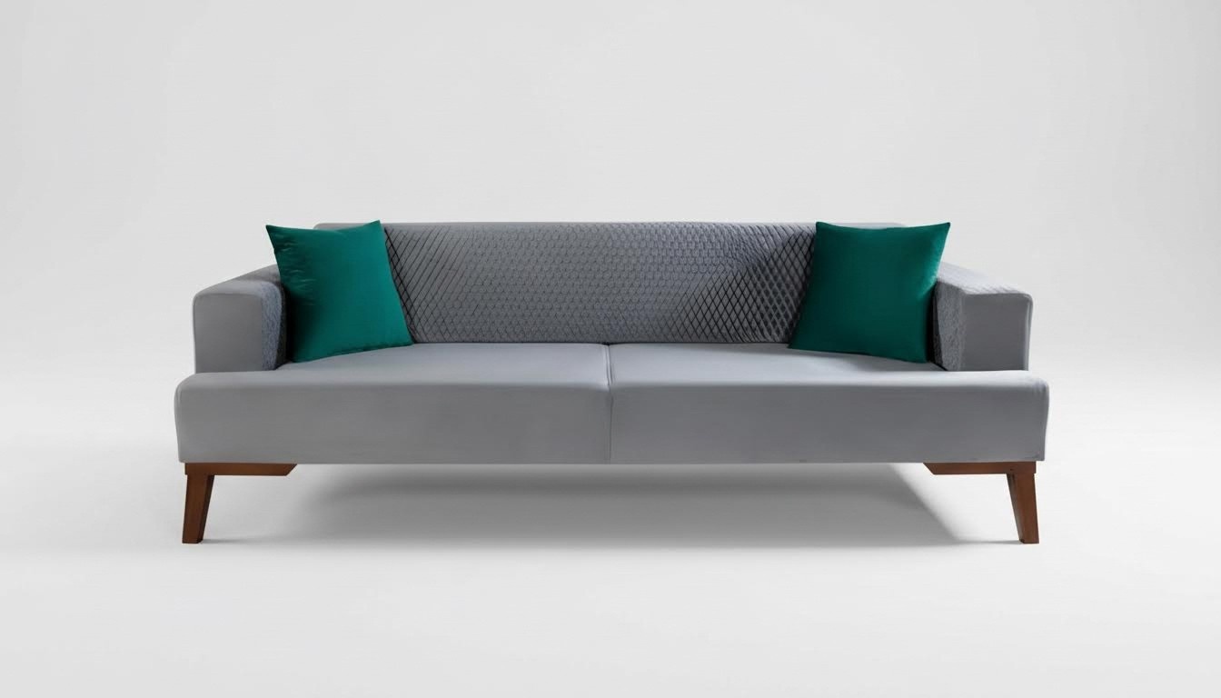 Elegante Graue Couch Dreisitzer Sofa Wohnzimmer Sitzmöbel Samt