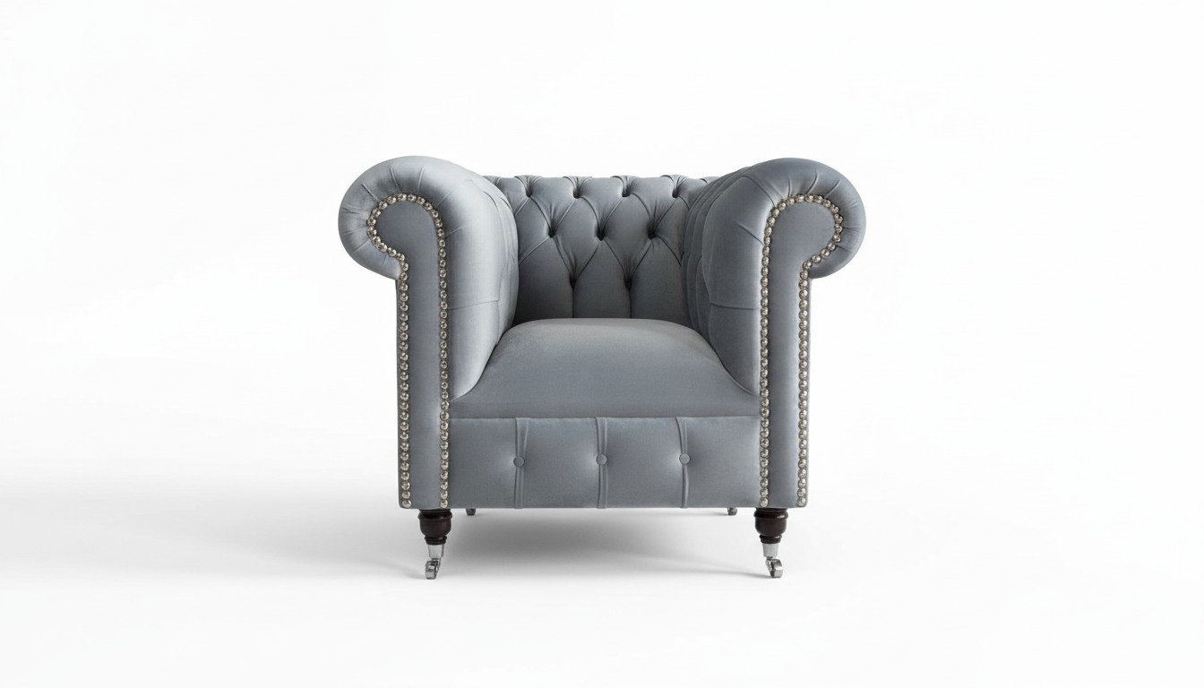 Graue Luxus Fernseh Relax Chesterfield Club Sessel Cheserfield Lounge